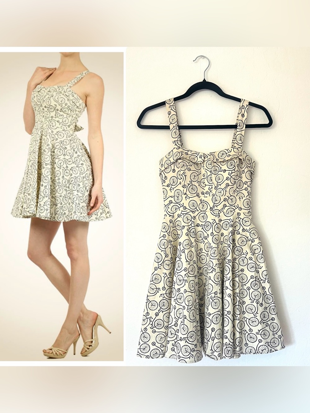 Ixia Retro Bicycle Print Fit-and-Flare Dress